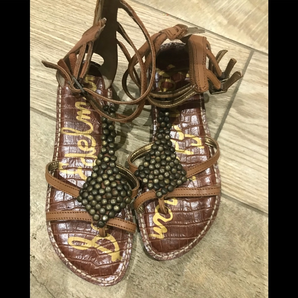Sam Edelman size 6.5 brown gold sandals